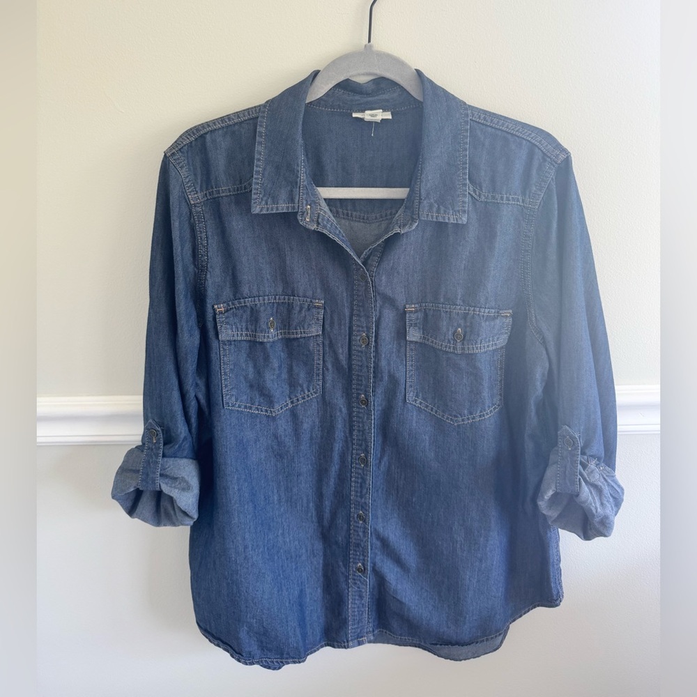 a.n.a Classic Blue Denim Shirt, Large